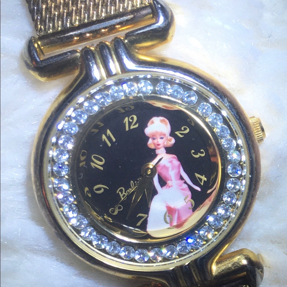1996 BARBIE Goldtone and Rhinestone Watch